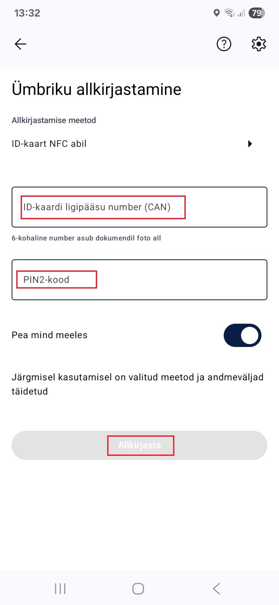 Digidoc Android NFC abil digiallkirjastamine RIA DigiDoc mobiilirakenduses - ID.ee